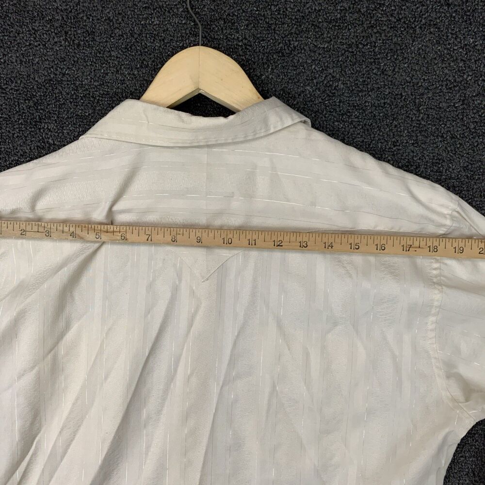 Vtg Men’s Panhandle Slim Pearl Snap Cream Cowboy Shirt SZ L / 16.5 -35 Silver - Picture 11 of 13